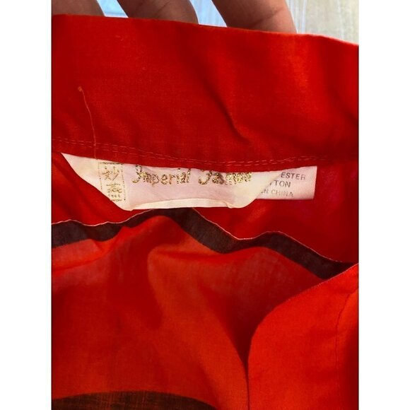 Vintage Imperial Fashion House Robe Kimono Duster Chinese Red *SEE MEASUREMENTS - Picture 9 of 10